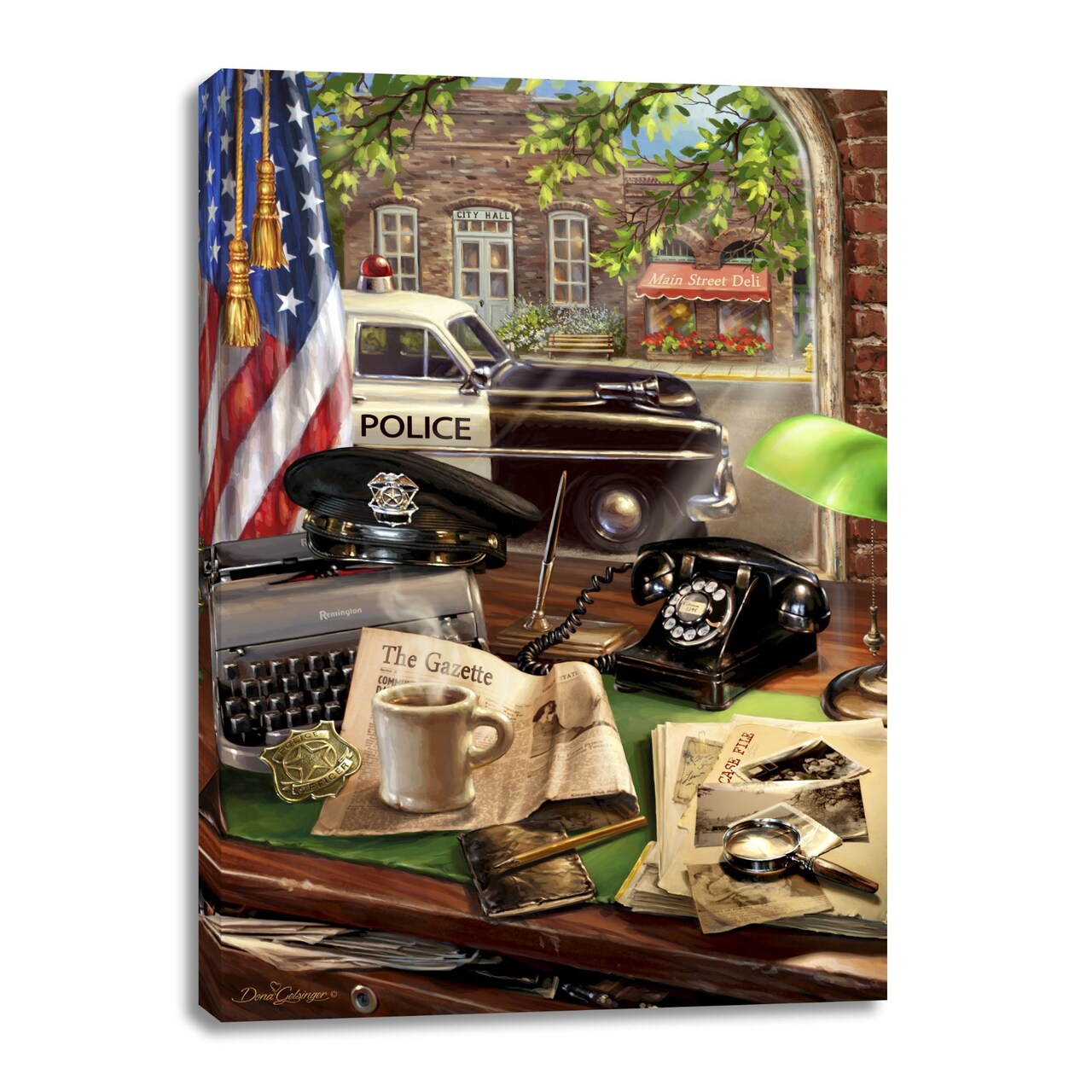 Glow Decor Black and White Law Enforcement Canvas Rectangular Wall Art Decor 18" x 24"